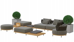 Furniture set armchairs and tables with boxtree Minotti Quadrado