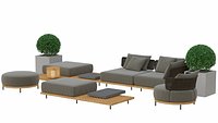 Furniture set armchairs and tables with boxtree Minotti Quadrado