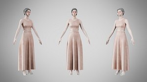 3D Dress 31 Ivory Blush Velvet