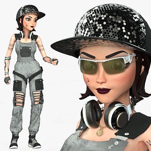 Cartoon Rigged Supper Dancer Girl-Eva Character