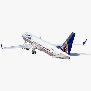 Boeing 737-900 United Airlines Rigged 3D Model