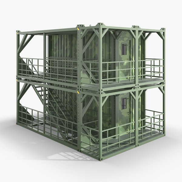 modelo 3d Plataforma de contenedores militares con interior ...