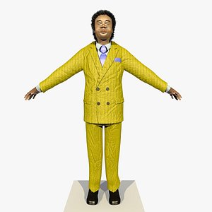 3d rigged african suit hair