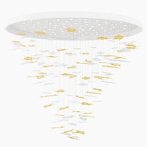 Ceramic Petal Chandelier 3D model