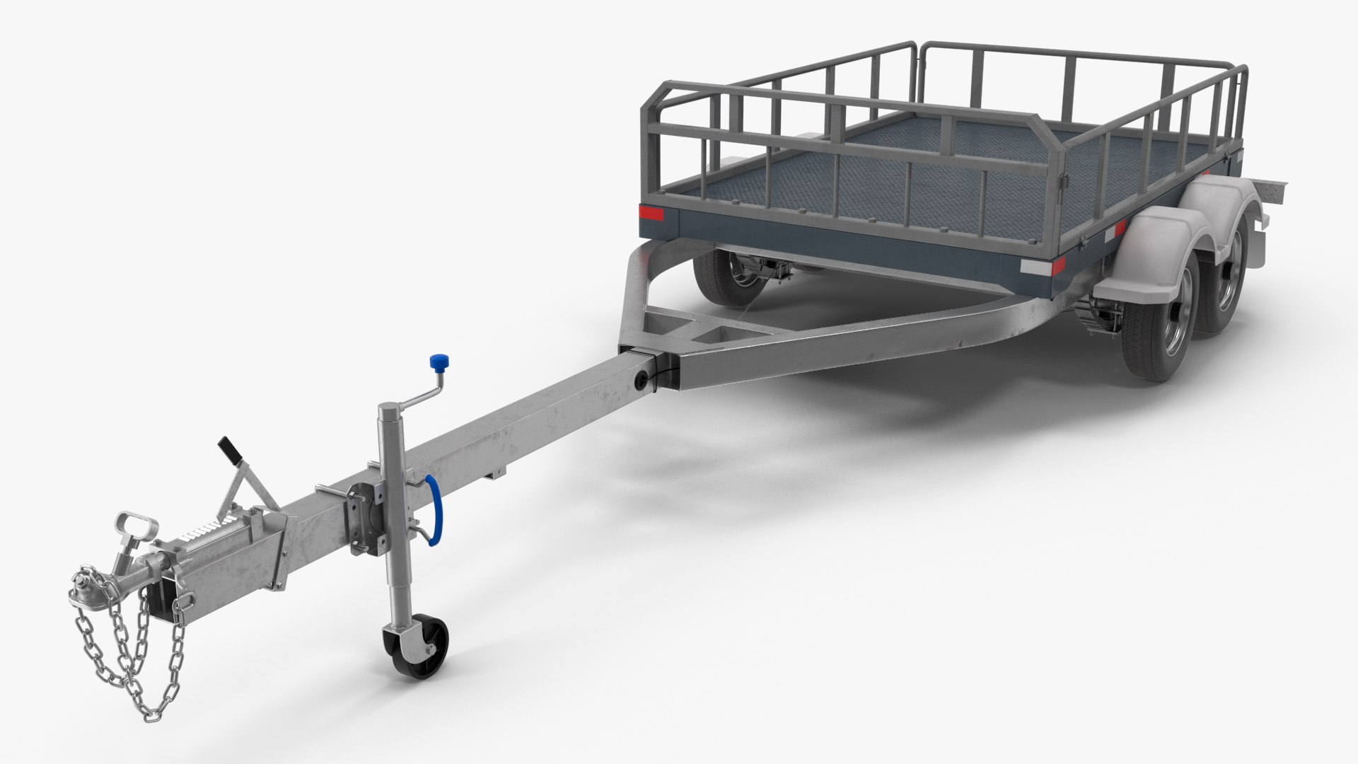 Utility Trailer With Railings 3D Model - TurboSquid 2391878