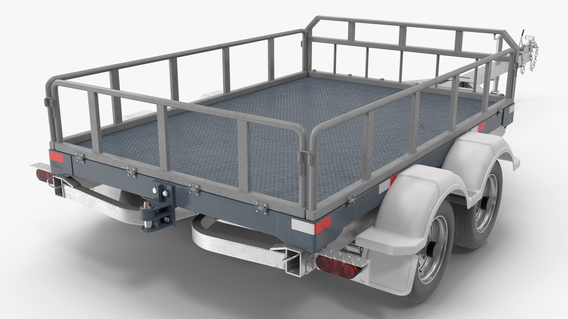 Utility Trailer With Railings 3D Model - TurboSquid 2391878