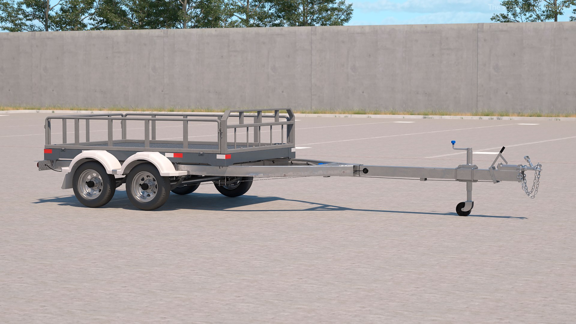 Utility Trailer With Railings 3D Model - TurboSquid 2391878