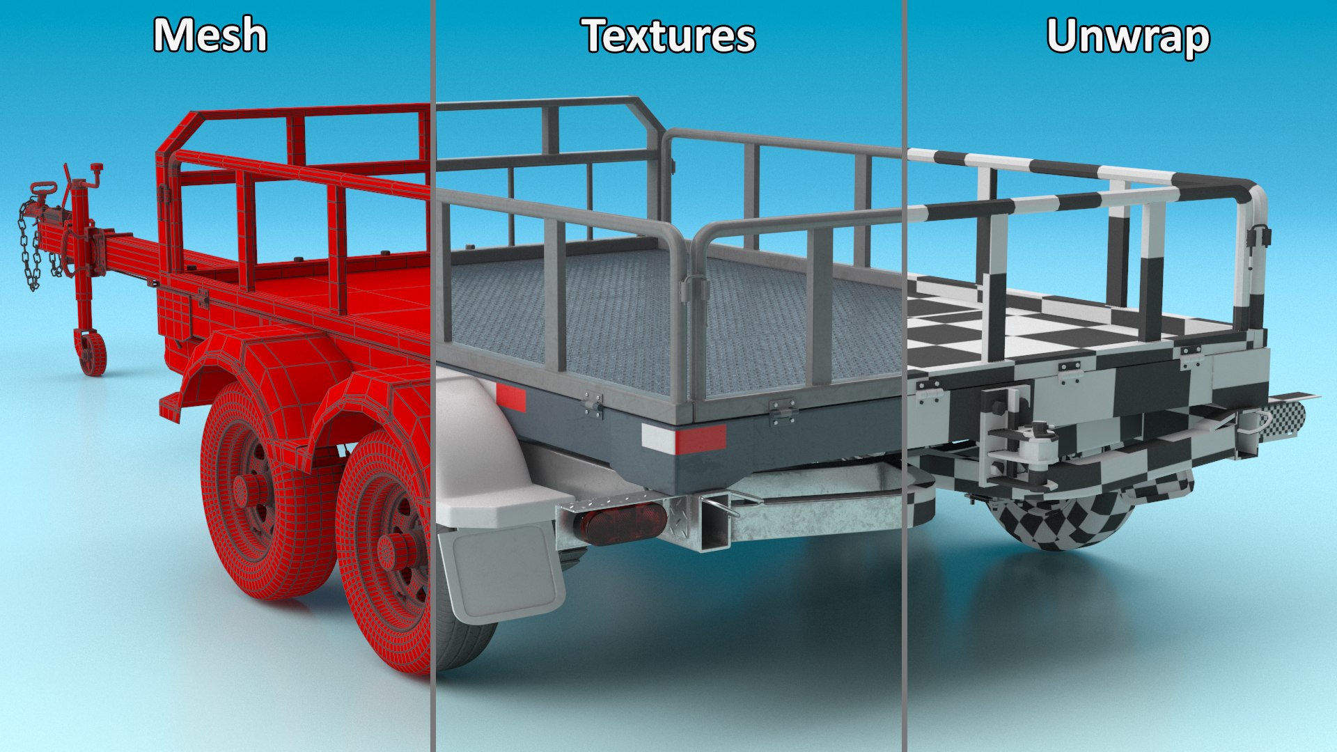 Utility Trailer With Railings 3D Model - TurboSquid 2391878