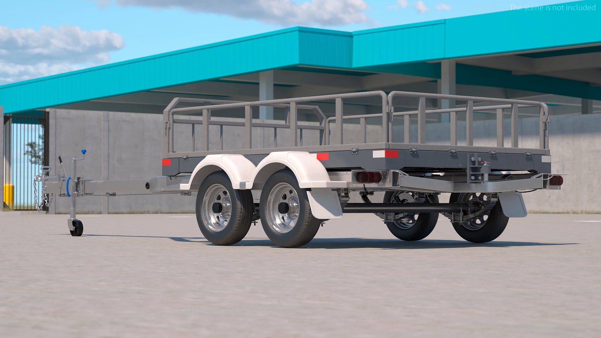 Utility Trailer With Railings 3D Model - TurboSquid 2391878