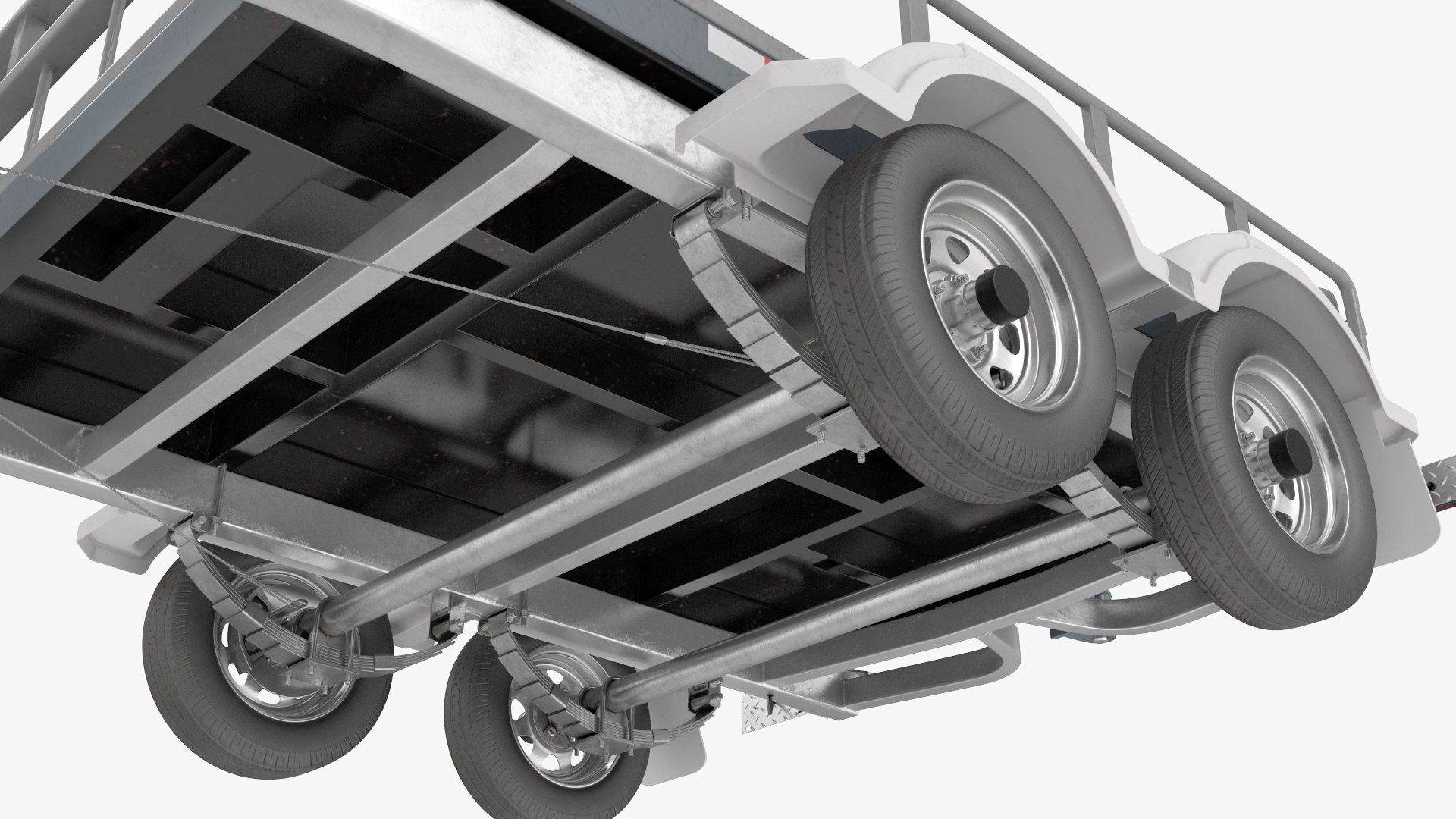 Utility Trailer With Railings 3D Model - TurboSquid 2391878