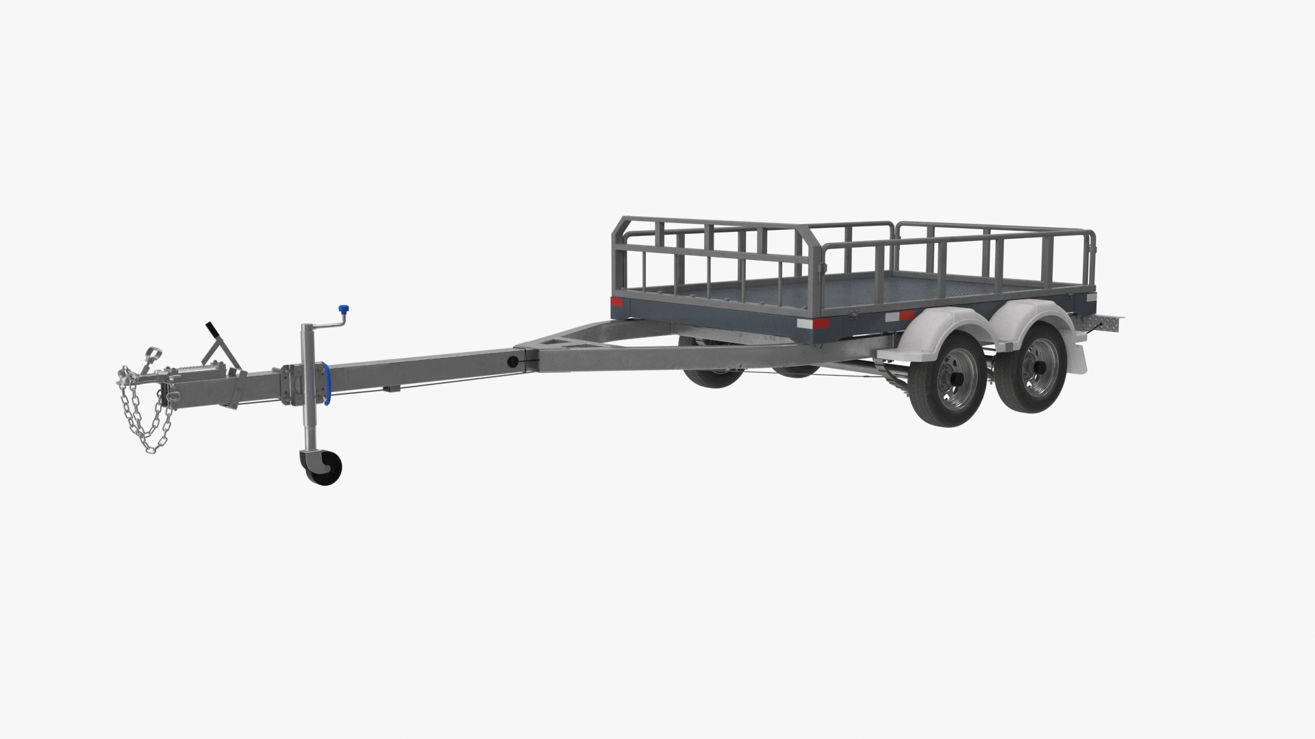 Utility Trailer With Railings 3D Model - TurboSquid 2391878