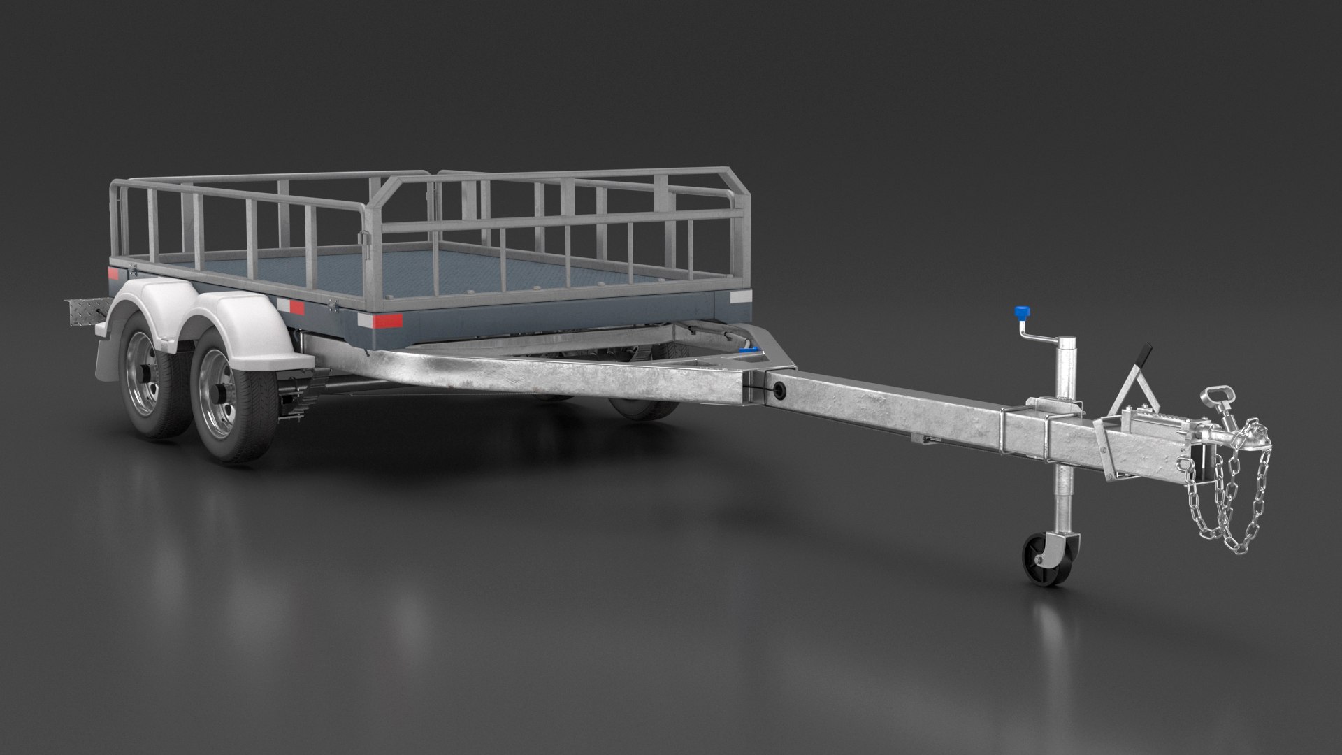 Utility Trailer With Railings 3D Model - TurboSquid 2391878