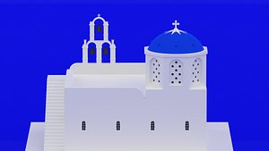 3D model church blue greece