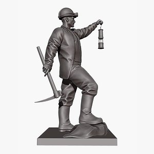 3d ma mine-worker collier pitman sculpture