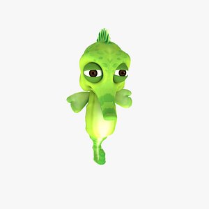 Cartoon Fluttering Seahorse