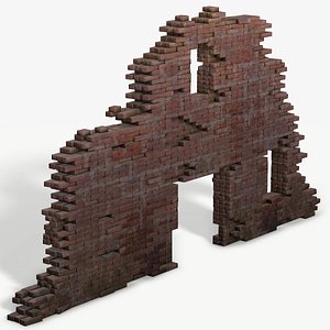 ruined wall pbr ready 3D model