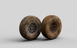 3D old car wheels