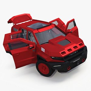 3D Armored SUV 2024 Rezvani Vengeance Red Rigged