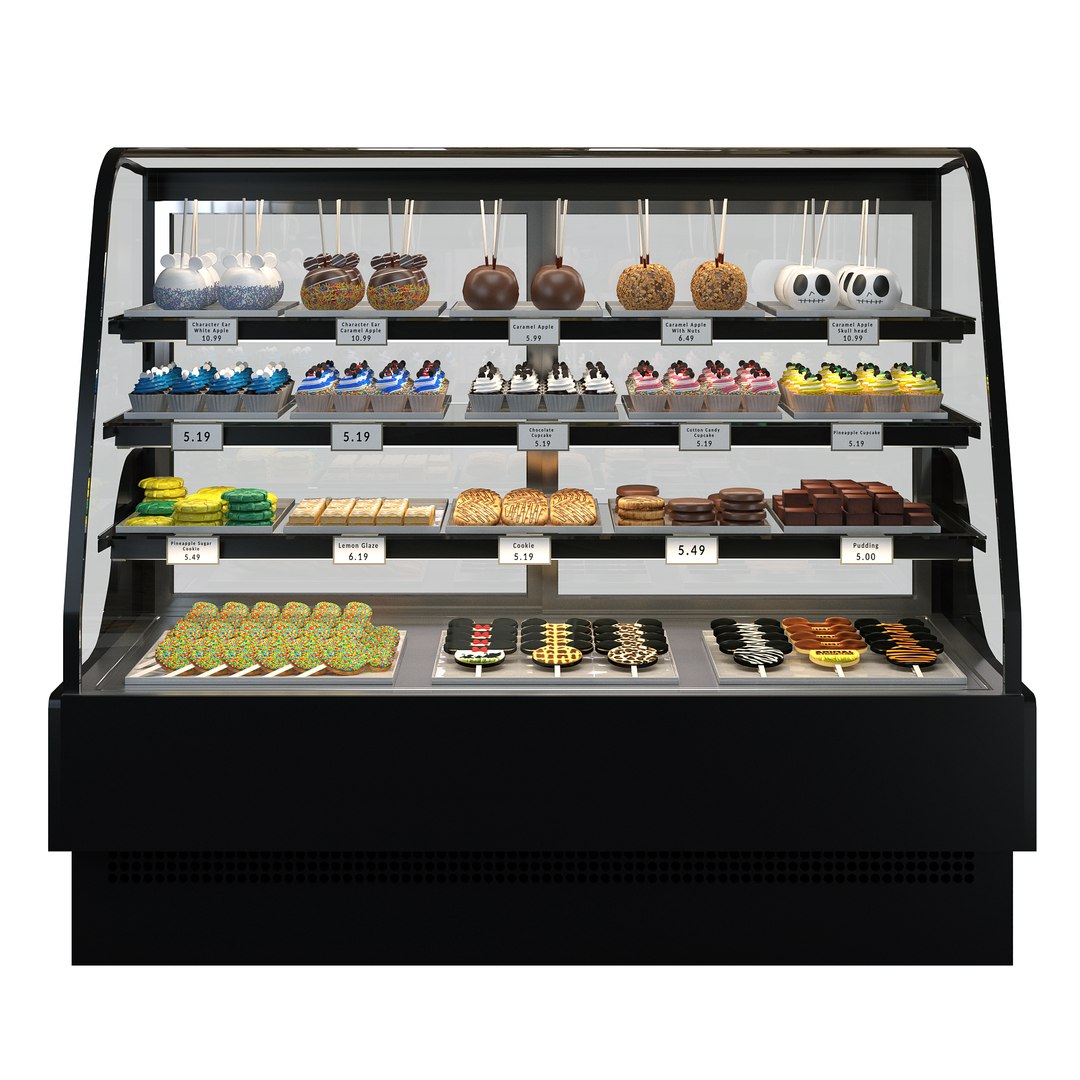 Candy-Themed Display Case With Cupcakes And Treats 3D Model ...