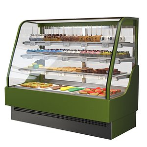 Candy-Themed Display Case with Cupcakes and Treats 3D model
