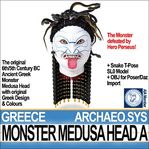 Ancient Greek Monster Medusa Head A