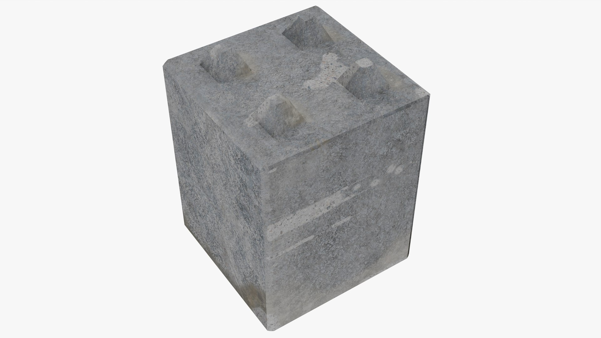 Modular Concrete Barrier Block 2x2 3D Model - TurboSquid 2265571