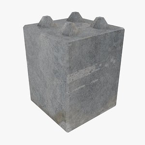 Modular Concrete barrier block 2x2 3D model