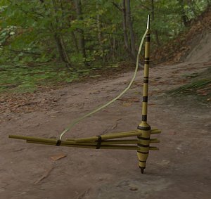 3D asian bamboo flute traditional