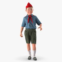 Pioneer Child Boy Standing Pose Fur 3D Model