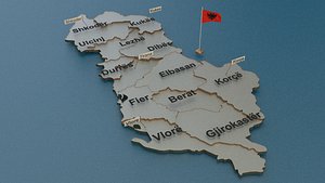 Albania detailed Map with Animated Flag