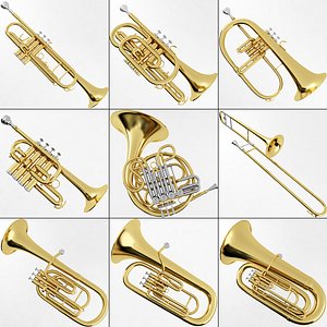 3D model brass musical instrument