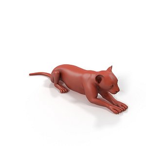 3D Panther Cub Lying Down for 3D Print