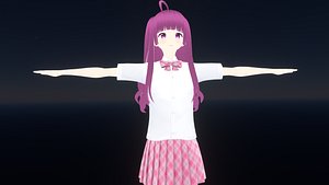 3D Game Ready Low Poly Anime Character Girl 36