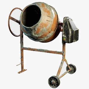 3D Worn-Out Portable Concrete Mixer PBR model
