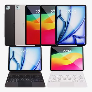 3D iPad Air 13 inch Blue M2 2024 With Magic Keyboard