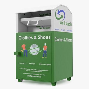 Recycle Drop Box for Clothes Rigged 3D model