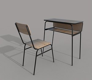 School chair and desk C 3D model