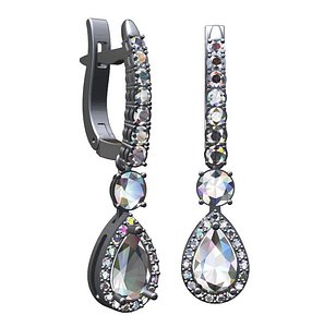 Pear shape diamonds pave earrings