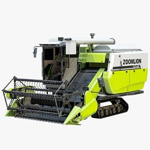 Rice Combine Harvester Green PBR 3D model