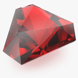 Shield Step Cut Ruby 3D