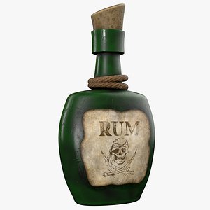 3D model Cartoon Rum Bottle