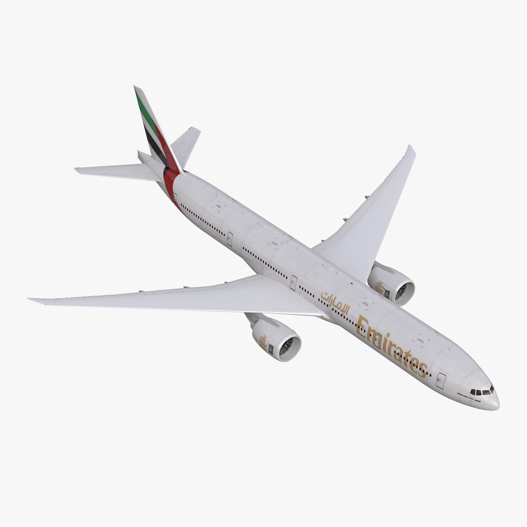Boeing 777-300ER Emirates Airlines Rigged 3D model preview