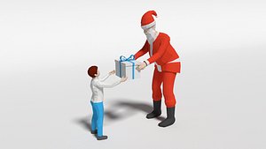 3D santa claus giving gift