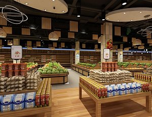 Supermarket Grocery Store Interior 3D model
