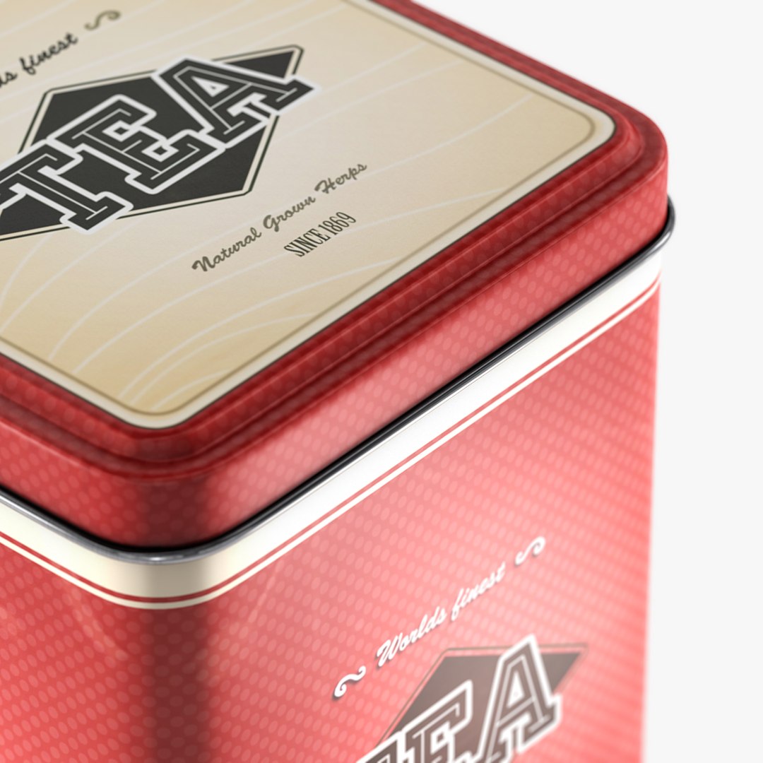 Tea tin container decor model TurboSquid 1285361