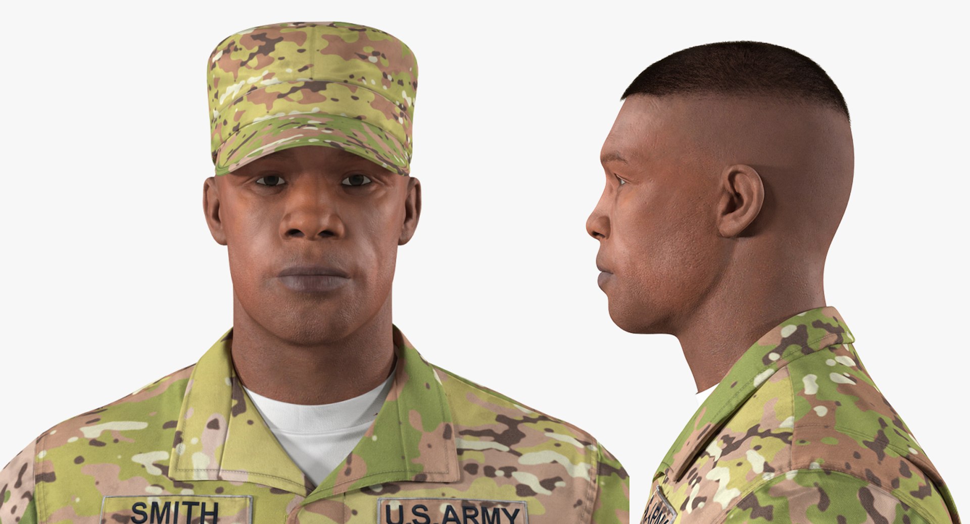 3D african-american army soldier camofluage model https://p.turbosquid.com/ts-thumb/2W/geXj9V/D2fWKTDL/africanamericanusarmysoldiercamofluagefurrigged3dmodel008/jpg/1560392980/1920x1080/fit_q87/cfb22a293734def6839e0bee93bfba19ecc3e6fc/africanamericanusarmysoldiercamofluagefurrigged3dmodel008.jpg