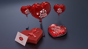 3D valentines day balloon present box model