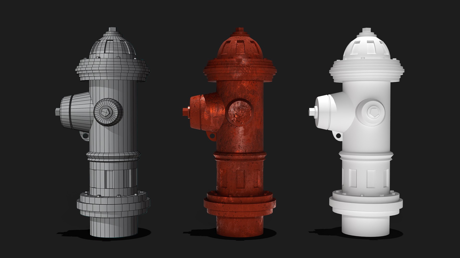 3D Fire Hydrant Realistic 3D Model PBR Textures Game Ready Low Poly ...