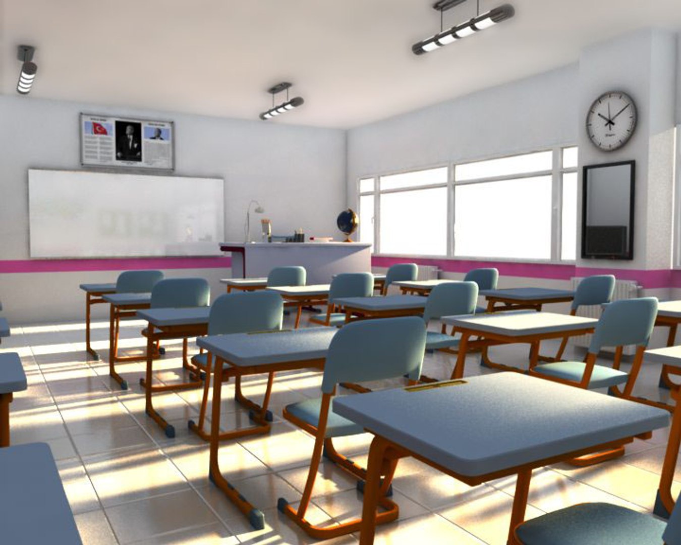 Classroom 3d. Classroom 3d model. Classroom Interior 3d models. Digital Education Classroom 3d model.