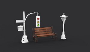 3D model street props Low-poly 3D model
